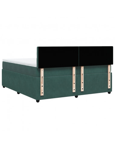 Giroletto a Molle con Materasso Verde Scuro 200x200 cm Velluto