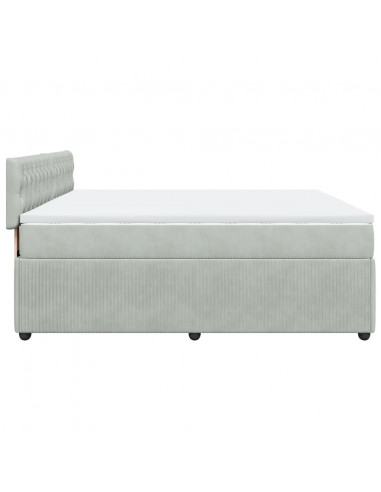 Giroletto a Molle con Materasso Grigio Chiaro 180x200cm Velluto