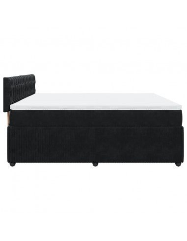 Giroletto a Molle con Materasso Nero 200x200 cm in Velluto