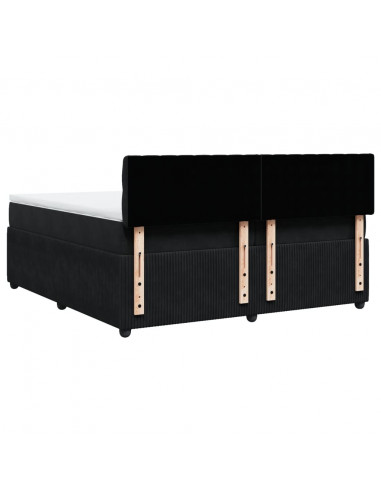 Giroletto a Molle con Materasso Nero 200x200 cm in Velluto