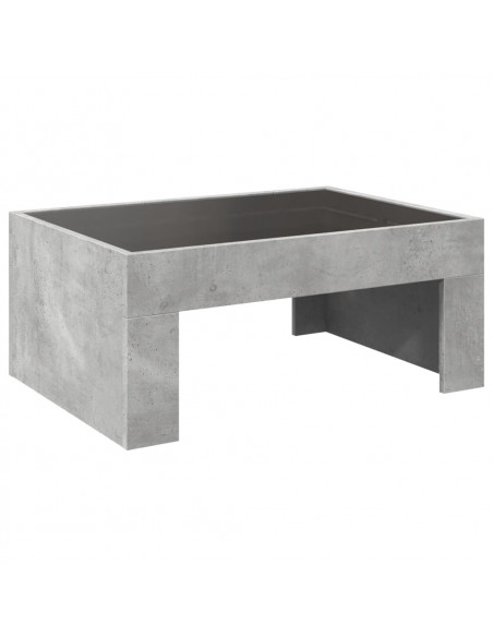 Tavolino da Salotto con LED Infinity Grigio Cemento 70x50x30 cm