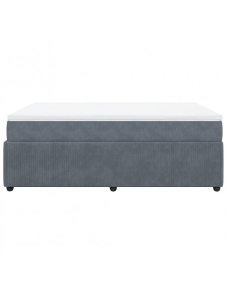 Giroletto a Molle con Materasso Grigio Scuro 140x190 cm Velluto