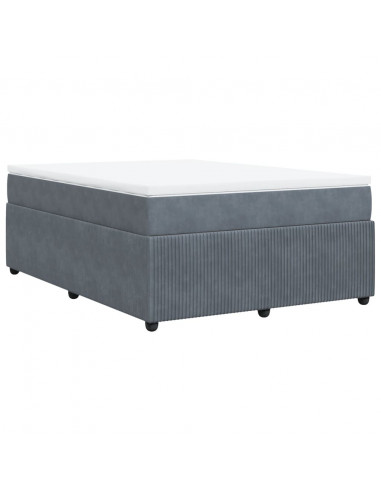 Giroletto a Molle con Materasso Grigio Scuro 140x190 cm Velluto