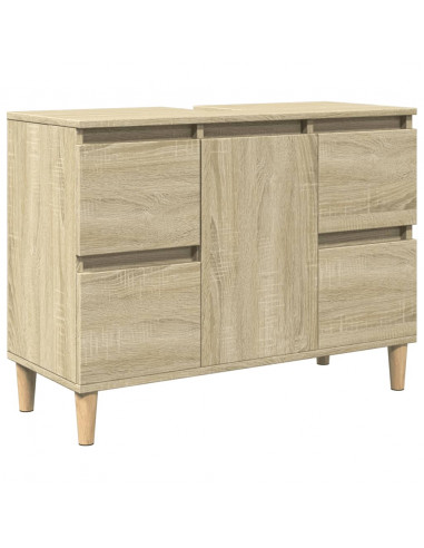 Set Mobili da Bagno 3 pz Rovere Sonoma in Legno Multistrato