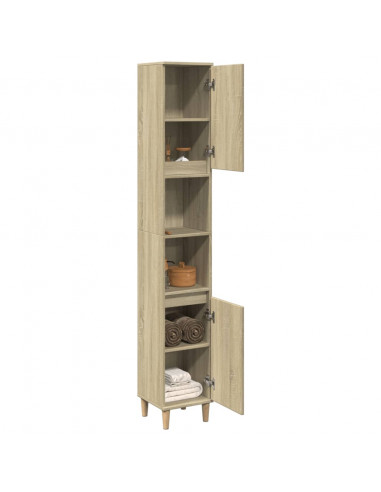 Armadietto da Bagno Rovere Sonoma 30x30x190cm Legno Multistrato