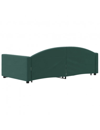 Divano Letto Estraibile Cassetti Verde Scuro 90x200cm Velluto
