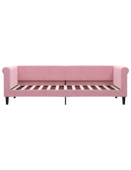 Divano Letto Estraibile con Cassetti Rosa 80x200 cm Velluto