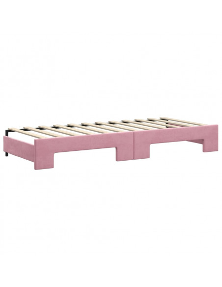 Divano Letto Estraibile con Cassetti Rosa 80x200 cm Velluto