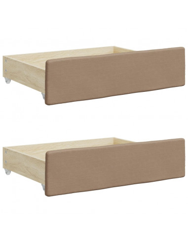 Cassetti da Letto 2pz Cappuccino Legno Multistrato e Similpelle