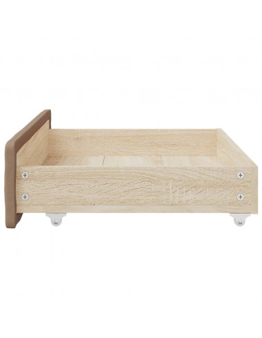 Cassetti da Letto 2pz Cappuccino Legno Multistrato e Similpelle