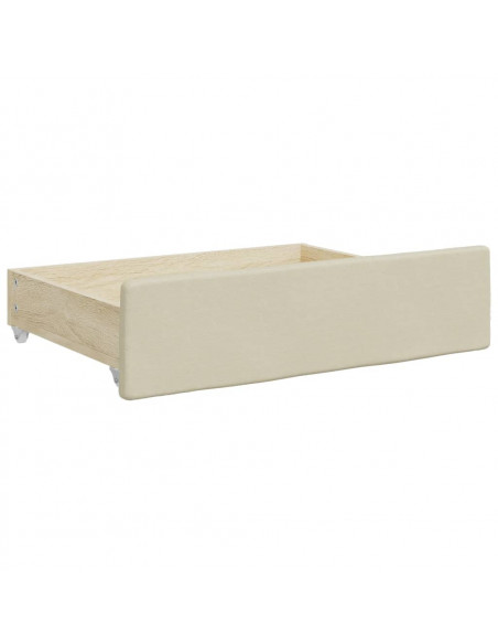 Cassetti da Letto 2pz Crema in Legno Multistrato e Similpelle