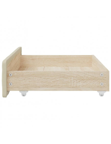 Cassetti da Letto 2pz Crema in Legno Multistrato e Similpelle