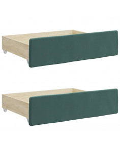 Cassetti da Letto 2pz Verde Scuro Legno Multistrato e Velluto 2
