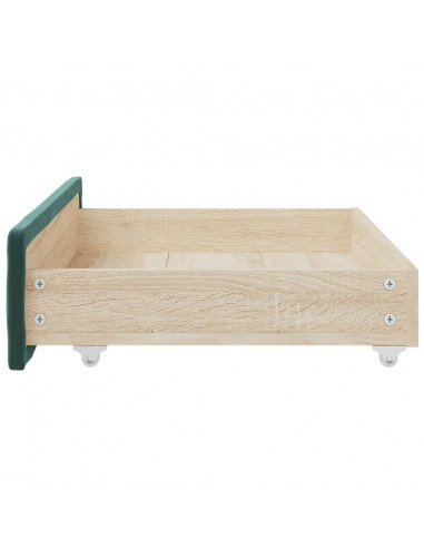 Cassetti da Letto 2pz Verde Scuro Legno Multistrato e Velluto