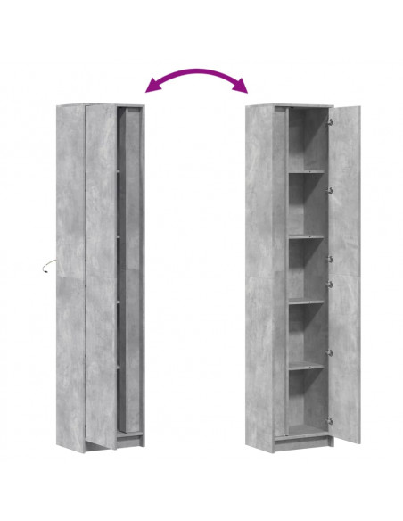 Credenza con LED Grigio Cemento 41,5x32,5x200 cm in Truciolato