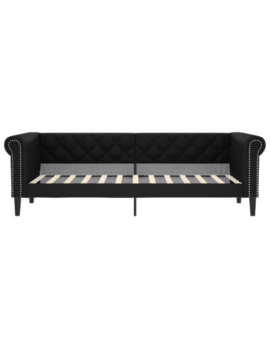Divano Letto Estraibile con Cassetti Nero 90x200 cm Similpelle