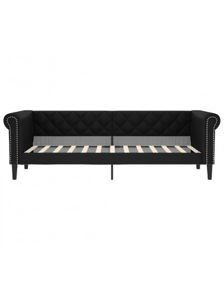 Divano Letto Estraibile con Cassetti Nero 90x200 cm Similpelle