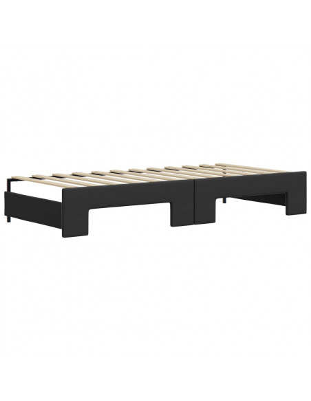 Divano Letto Estraibile con Cassetti Nero 90x200 cm Similpelle
