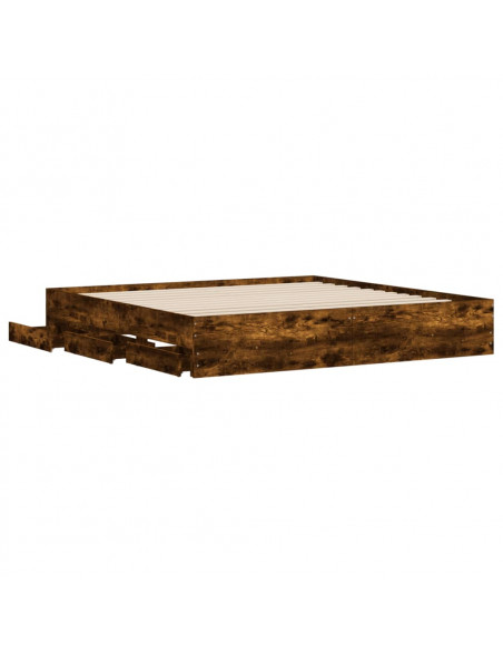 Giroletto con Cassetti Rovere Fumo 200x200 cm Legno Multistrato
