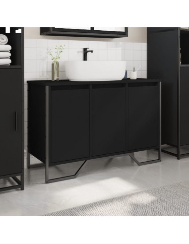 Mobile Lavabo Bagno Nero 91x35x60 cm in Truciolato