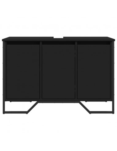Mobile Lavabo Bagno Nero 91x35x60 cm in Truciolato