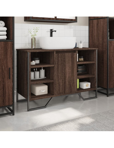 Mobile Lavabo Bagno Rovere Marrone 91x35x60cm in Truciolato
