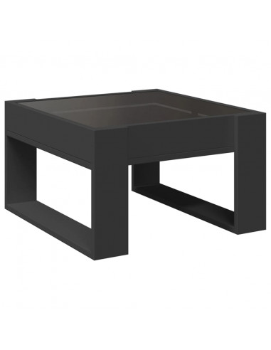 Tavolino da Salotto con LED Infinity Nero 50x53x30 cm