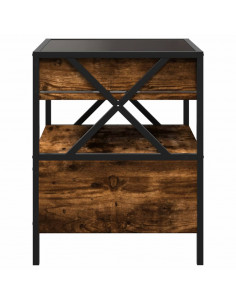 Tavolino da Salotto con LED Infinity Rovere Fumo 40x40x51 cm 2