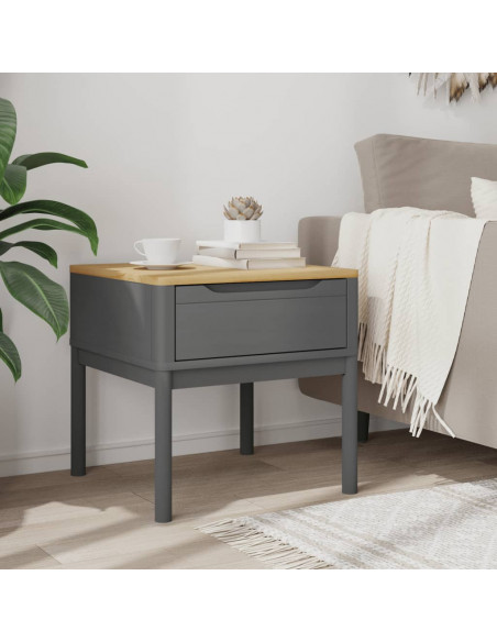 Tavolo per Lampada FLORO Grigio 55x55x54 cm Legno Massello Pino
