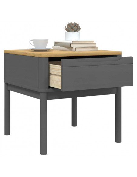 Tavolo per Lampada FLORO Grigio 55x55x54 cm Legno Massello Pino