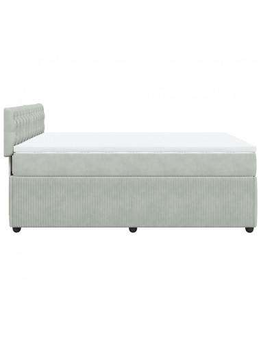 Giroletto a Molle con Materasso Grigio Chiaro 140x190cm Velluto