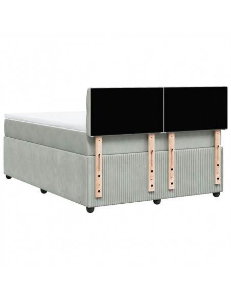 Giroletto a Molle con Materasso Grigio Chiaro 140x190cm Velluto