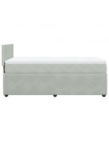 Giroletto a Molle con Materasso Grigio Chiaro 90x190 cm Velluto