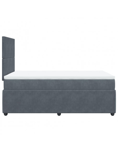 Giroletto a Molle con Materasso Grigio Scuro 120x190 cm Velluto