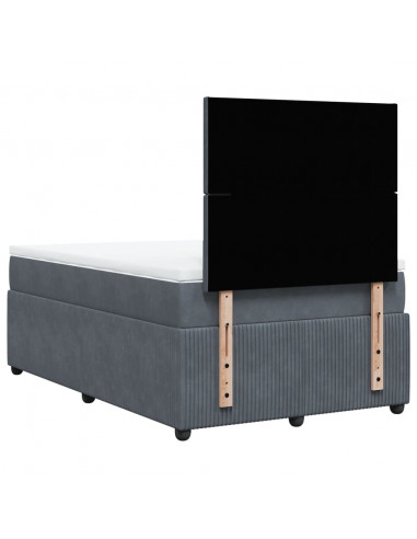 Giroletto a Molle con Materasso Grigio Scuro 120x190 cm Velluto