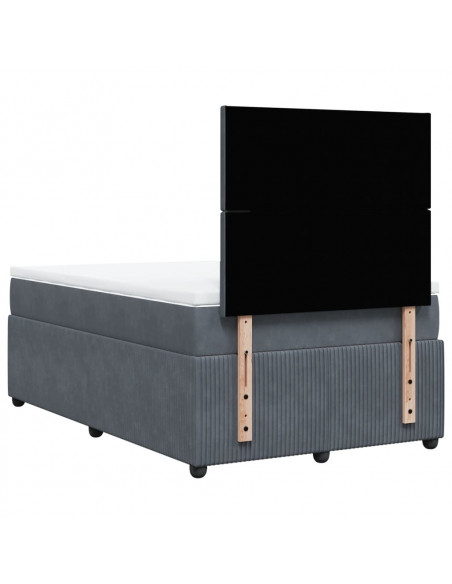 Giroletto a Molle con Materasso Grigio Scuro 120x190 cm Velluto