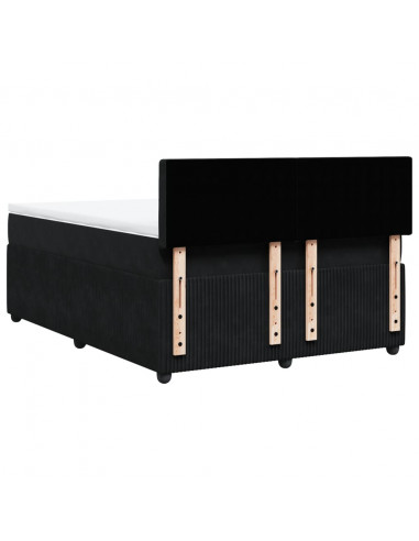 Giroletto a Molle con Materasso Nero 140x200 cm in Velluto