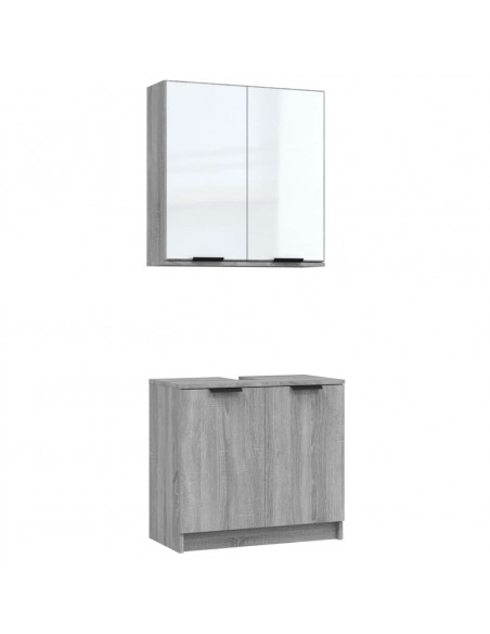 Set Mobili da Bagno 2 pz Grigio Sonoma in Legno Multistrato