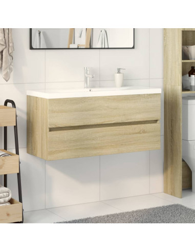 Set Mobili da Bagno 2 pz in Ceramica e Legno Multistrato
