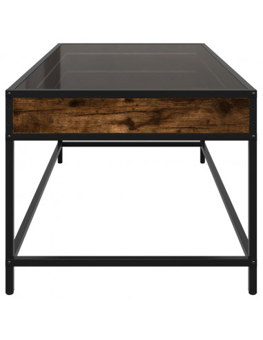 Tavolino da Salotto con LED Infinity Rovere Fumo 90x50x41 cm