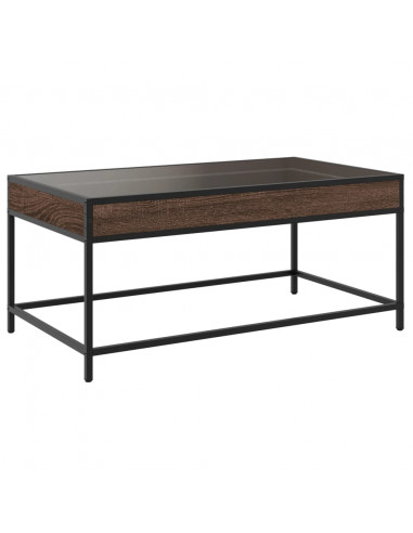 Tavolino da Salotto con LED Infinity Rovere Marrone 90x50x41 cm