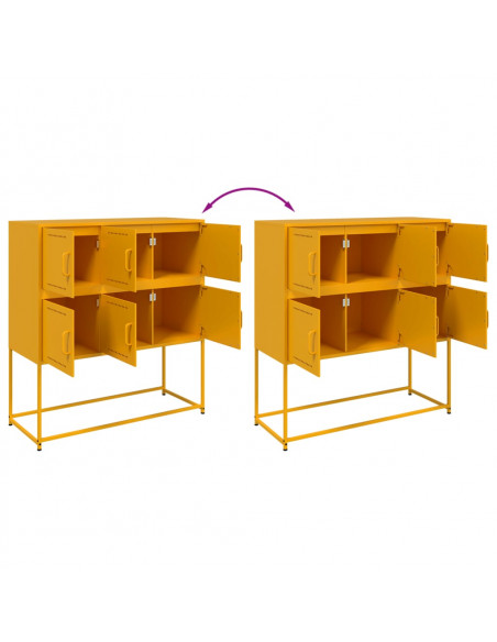 Credenza Giallo Senape 100,5x39x107cm Acciaio Laminato Freddo