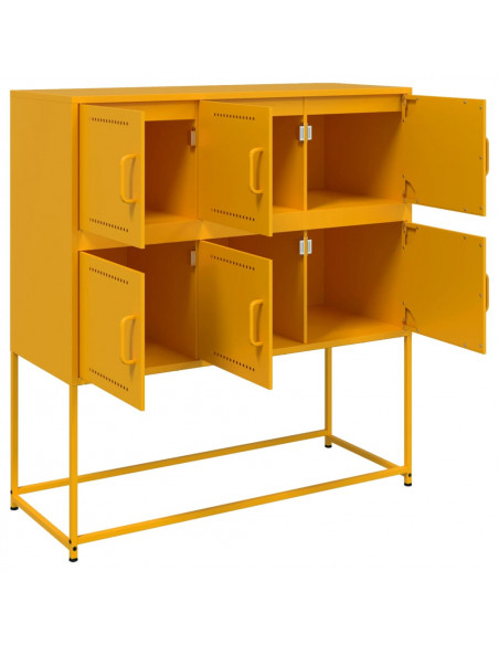 Credenza Giallo Senape 100,5x39x107cm Acciaio Laminato Freddo