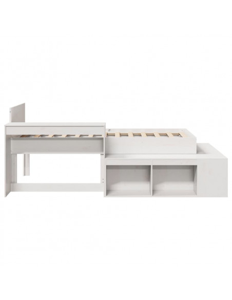 Letto senza Materasso Bianco 75x190 in Legno Massello di Pino