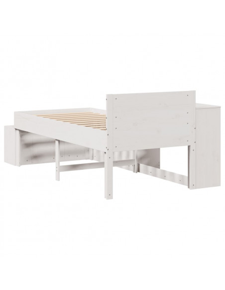 Letto senza Materasso Bianco 75x190 in Legno Massello di Pino