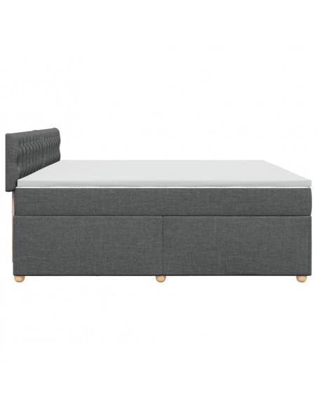 Giroletto a Molle con Materasso Grigio Scuro 200x200 cm Tessuto