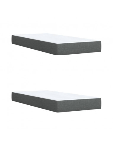 Giroletto a Molle con Materasso Grigio Scuro 200x200 cm Tessuto