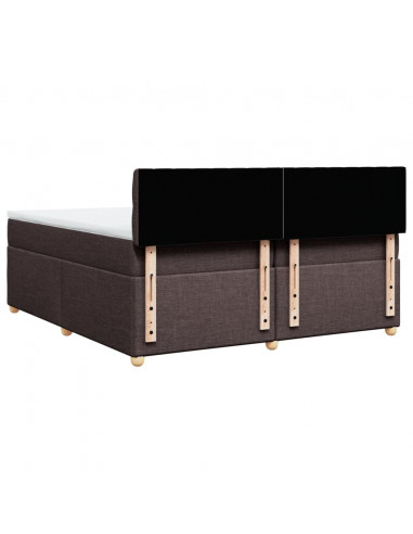 Giroletto a Molle con Materasso Marrone Scuro 200x200cm Tessuto