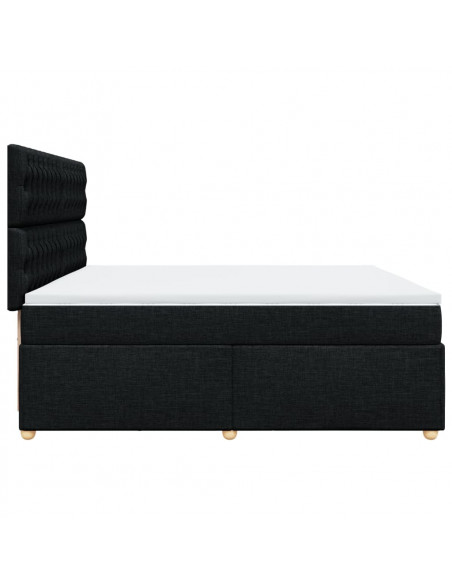 Giroletto a Molle con Materasso Nero 200x200 cm in Tessuto