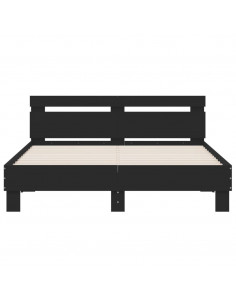 Giroletto con Testiera e LED Nero 140x190 cm 2